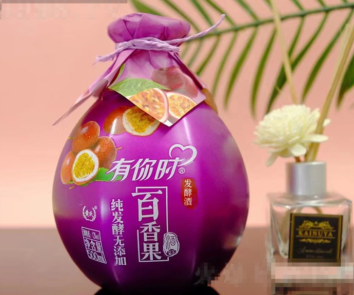 黄氏有你时百香果酒【12°500ml】（菱形瓶系列）